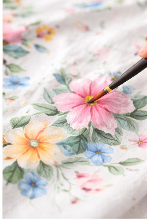 Handmade Floral Painted Cotton Shirt